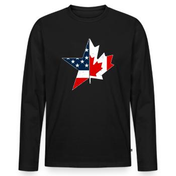 US EH Blatt USEH Kanadisch Amerikanisch Kanada USA Flagge - Männer Premium Bio Langarmshirt - Schwarz - Vorne - Nico (187cm)