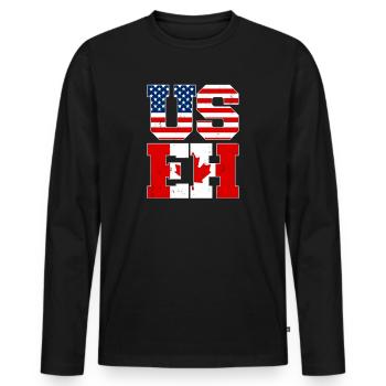 US EH Blatt USEH Kanadisch Amerikanisch Kanada USA Flagge - Männer Premium Bio Langarmshirt - Schwarz - Vorne - Nico (187cm)