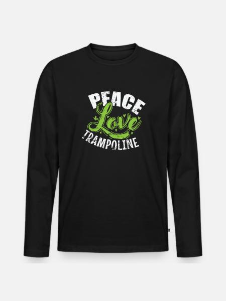 Peace Love Trampoline Jumping Hobby - Men's Premium Organic Long Sleeve Shirt - black