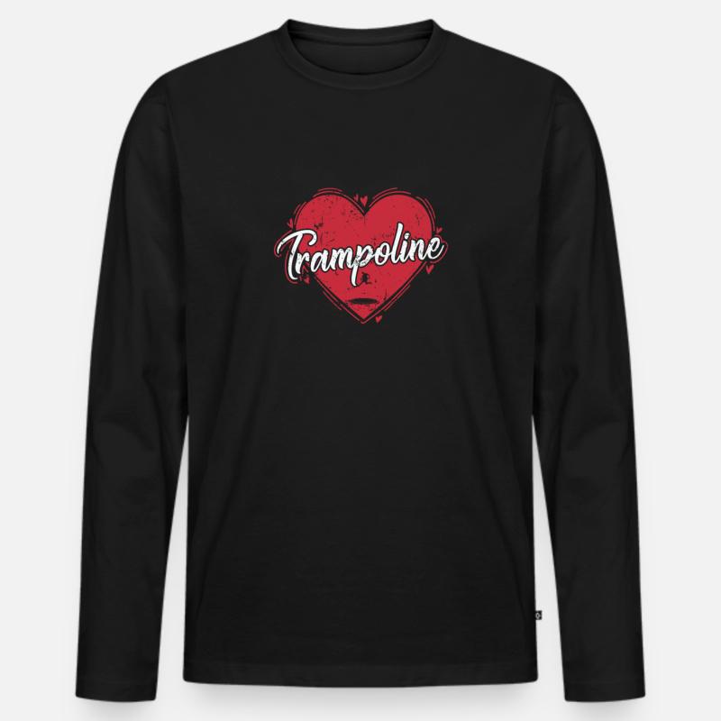 Trampoline Herz Hüpfen Sport Freizeit - Männer Premium Bio Langarmshirt - Schwarz