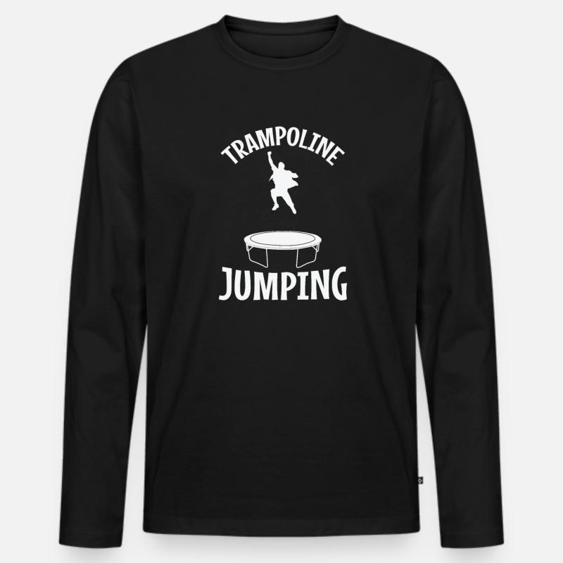 Trampoline Jumping springen Freizeit - Männer Premium Bio Langarmshirt - Schwarz