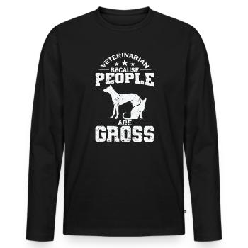 Vétérinaire parce que les gens sont dégoûtants - T-shirt manches longues Premium bio Homme - noir - Devant - Nico (187cm)
