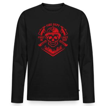 Service d’incendie Intervenant d’urgence Pompier - T-shirt manches longues Premium bio Homme - noir - Devant - Nico (187cm)