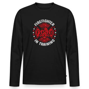 Service d’incendie Pompier Pompier Lutte contre les incendies - T-shirt manches longues Premium bio Homme - noir - Devant - Nico (187cm)