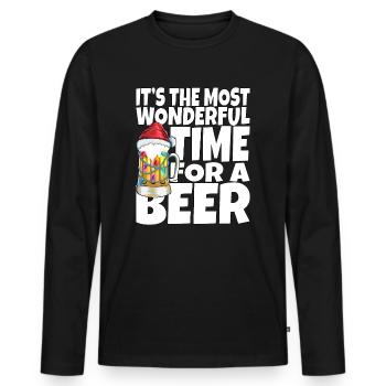 Bierliebhaber Spruch Weihnachten Papa Opa Bierglas - Männer Premium Bio Langarmshirt - Schwarz - Vorne - Nico (187cm)
