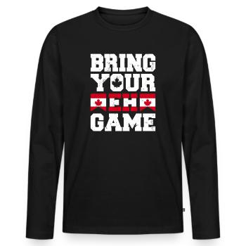 Bringen Sie Ihr Eh Game Canada Flaggensymbol nach Hause Stolz - Männer Premium Bio Langarmshirt - Schwarz - Vorne - Nico (187cm)