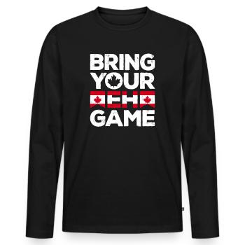 Bringen Sie Ihr Eh Game Canada Flaggensymbol nach Hause Stolz - Männer Premium Bio Langarmshirt - Schwarz - Vorne - Nico (187cm)
