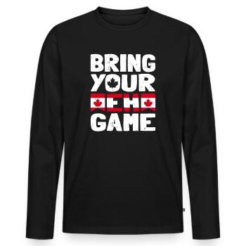 Bringen Sie Ihr Eh Game Canada Flaggensymbol nach Hause Stolz - Männer Premium Bio Langarmshirt - Schwarz - Vorne - Nico (187cm)