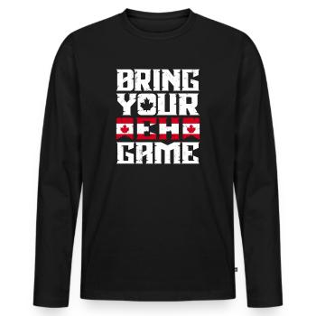 Bringen Sie Ihr Eh Game Canada Flaggensymbol nach Hause Stolz - Männer Premium Bio Langarmshirt - Schwarz - Vorne - Nico (187cm)
