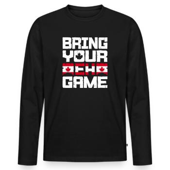 Bringen Sie Ihr Eh Game Canada Flaggensymbol nach Hause Stolz - Männer Premium Bio Langarmshirt - Schwarz - Vorne - Nico (187cm)