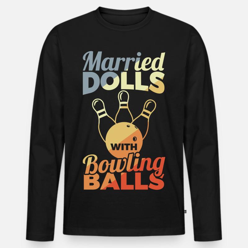 Bowling Mädchen - Männer Premium Bio Langarmshirt - Schwarz