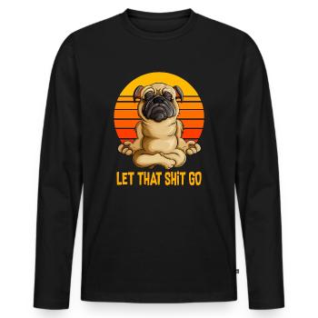 Yoga Pug Dog Yoga Lover Workout Shirt - Men's Premium Organic Long Sleeve Shirt - black - Front - Nico (187cm)