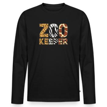 Zookeeper Costume African Animal Safari Zoo Keeper - Men's Premium Organic Long Sleeve Shirt - black - Front - Nico (187cm)