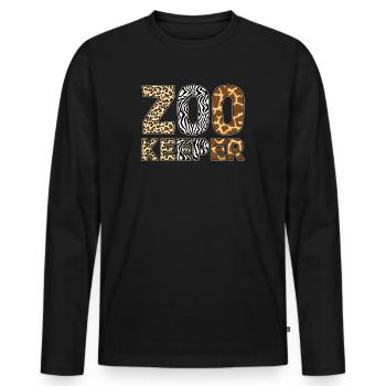 Zookeeper Costume African Animal Safari Zoo Keeper - Men's Premium Organic Long Sleeve Shirt - black - Front - Nico (187cm)