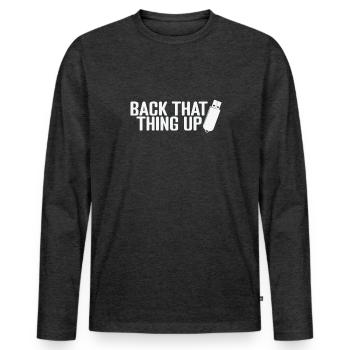 Sauvegarde de cette chose sur la clé USB - T-shirt manches longues Premium bio Homme - anthracite chiné - Devant - Nico (187cm)