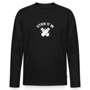 Stick it in USB Stick Retrospeichermodul - Männer Premium Bio Langarmshirt - Schwarz - Vorne - Nico (187cm)