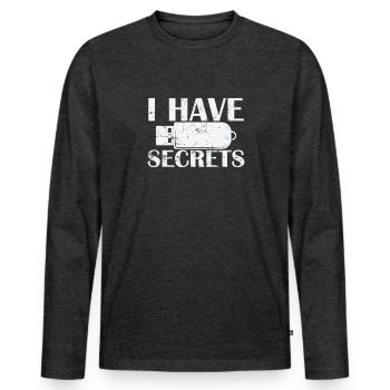 I have Secrets USB Stick Retro Storage Module - Men's Premium Organic Long Sleeve Shirt - heather anthracite - Front - Nico (187cm)