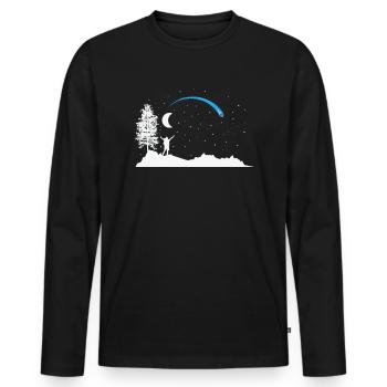 Étoile filante avec lune dans le ciel - T-shirt manches longues Premium bio Homme - noir - Devant - Nico (187cm)