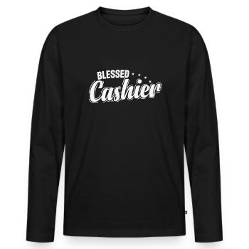 Bless Cashier Verkäufer Supermarkt - Männer Premium Bio Langarmshirt - Schwarz - Vorne - Nico (187cm)