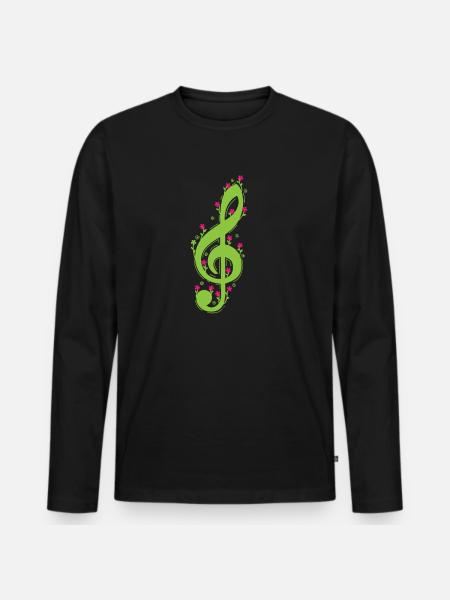 Clef with Flowers Music - Men's Premium Organic Long Sleeve Shirt - black