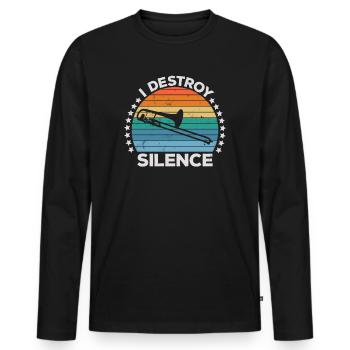 Destroy Silence Marching Band Trombone Trombonist - Men's Premium Organic Long Sleeve Shirt - black - Front - Nico (187cm)