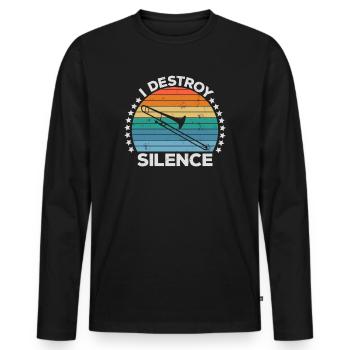 Destroy Silence Marching Band Trombone Trombonist - Men's Premium Organic Long Sleeve Shirt - black - Front - Nico (187cm)