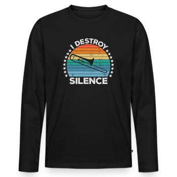 Destroy Silence Marching Band Trombone Tromboniste - T-shirt manches longues Premium bio Homme - noir - Devant - Nico (187cm)