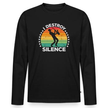 Destroy Silence Holzblassaxophon Saxophonist - Männer Premium Bio Langarmshirt - Schwarz - Vorne - Nico (187cm)