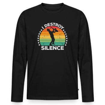 Destroy Silence Holzblassaxophon Saxophonist - Männer Premium Bio Langarmshirt - Schwarz - Vorne - Nico (187cm)