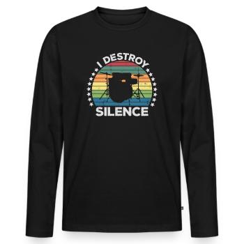 I Destroy Silence Percussion Batteur Percussionniste - T-shirt manches longues Premium bio Homme - noir - Devant - Nico (187cm)