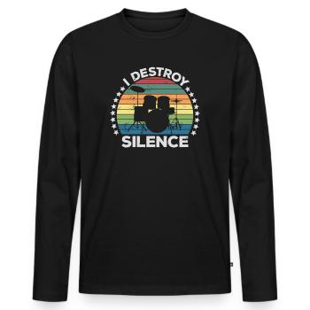 I Destroy Silence Percussion Batteur Percussionniste - T-shirt manches longues Premium bio Homme - noir - Devant - Nico (187cm)