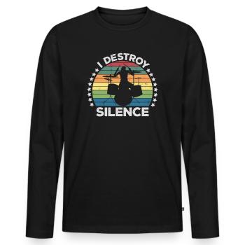 I Destroy Silence Percussion Batteur Percussionniste - T-shirt manches longues Premium bio Homme - noir - Devant - Nico (187cm)