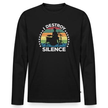 I Destroy Silence Percussion Batteur Percussionniste - T-shirt manches longues Premium bio Homme - noir - Devant - Nico (187cm)