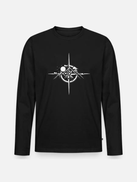 Mountains, Compass, Hiking, Hobby - Men's Premium Organic Long Sleeve Shirt - black