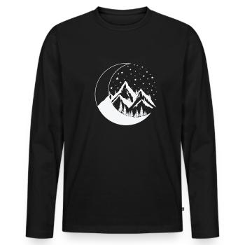 Mountains and Moon Night Sky Orb - Men's Premium Organic Long Sleeve Shirt - black - Front - Nico (187cm)