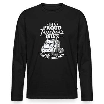 I'm a proud Trucker's Wife Staße Profession - Men's Premium Organic Long Sleeve Shirt - black - Front - Nico (187cm)