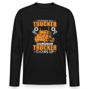 Real Trucker shows up Occupation Long-Distance Transport - Men's Premium Organic Long Sleeve Shirt - black - Front - Nico (187cm)