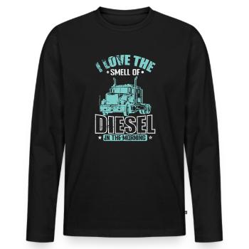 I love the Smell of Diesel Truck Driver - Men's Premium Organic Long Sleeve Shirt - black - Front - Nico (187cm)