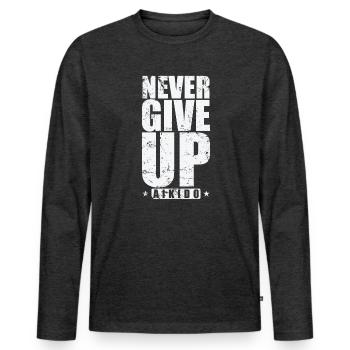 Never Give Up Aikido Training Kampfkunst - Männer Premium Bio Langarmshirt - Anthrazit meliert - Vorne - Nico (187cm)