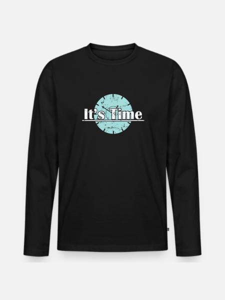 It's Time Clock Time Moment - Men's Premium Organic Long Sleeve Shirt - black