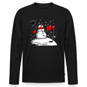 Bonhomme de neige Golf vêtements Golf en hiver Golf Balle - T-shirt manches longues Premium bio Homme - noir - Devant - Nico (187cm)