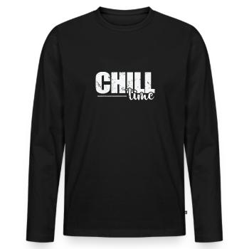 Temps de détente Relax - T-shirt manches longues Premium bio Homme - noir - Devant - Nico (187cm)