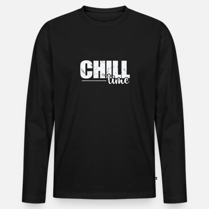 Chill Time relaxen - Männer Premium Bio Langarmshirt - Schwarz