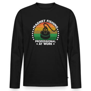 Magnet Fishing Treasure Hunters Metal Detecting - Men's Premium Organic Long Sleeve Shirt - black - Front - Nico (187cm)