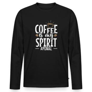 Le café est mon animal spirituel Caféine - T-shirt manches longues Premium bio Homme - noir - Devant - Nico (187cm)