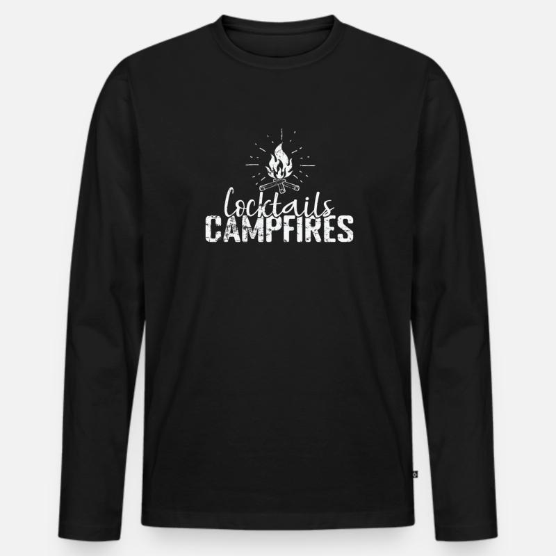 Cocktails Campfires Urlaub Freizeit - Männer Premium Bio Langarmshirt - Schwarz