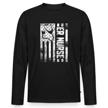 Infirmières des services d’urgence Infirmière praticienne des urgences - T-shirt manches longues Premium bio Homme - noir - Devant - Nico (187cm)