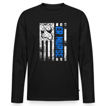 Infirmières des services d’urgence Infirmière praticienne des urgences - T-shirt manches longues Premium bio Homme - noir - Devant - Nico (187cm)