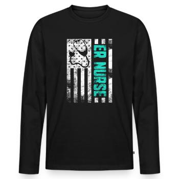 Infirmières des services d’urgence Infirmière praticienne des urgences - T-shirt manches longues Premium bio Homme - noir - Devant - Nico (187cm)