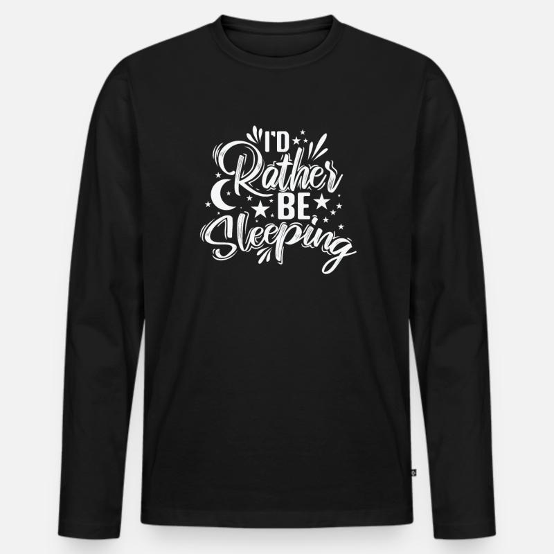 I'd rather be Sleeping Müde - Männer Premium Bio Langarmshirt - Schwarz